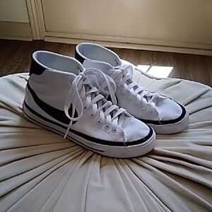 Nike Classic High-Top Canvas Sneakers - White with Black Trim